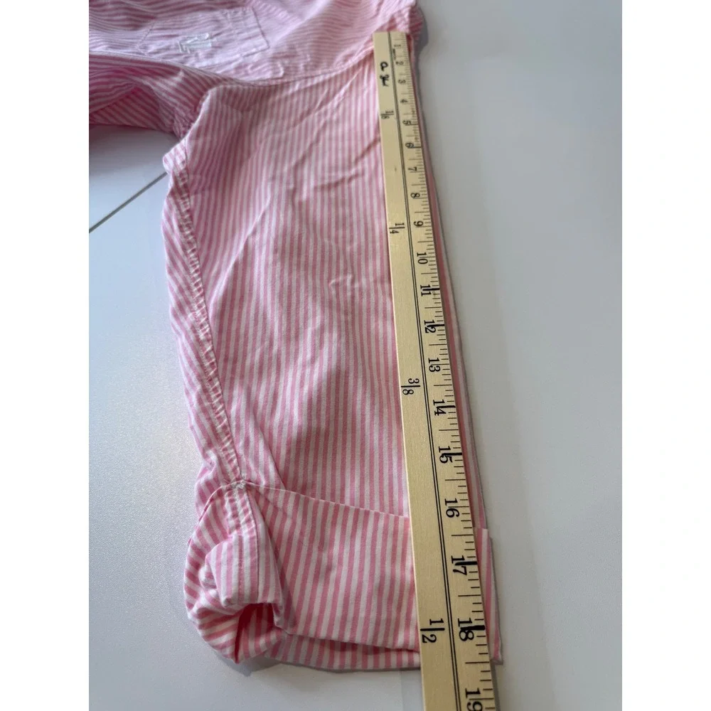 Lauren Ralph Lauren Sleep Shirt Womens L Pink Striped Cotton Poplin Nightshirt